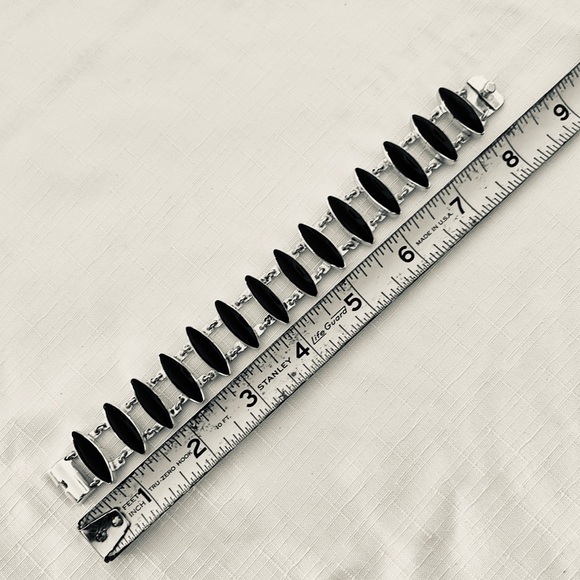 Bracelet~Sterling Silver~Stamped / Black Onyx - Picture 10 of 12